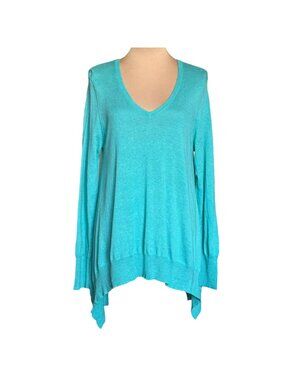 NWOT Acrobat Relaxed Asymmetric Sweater Sz L Cotton Silk Blend Coastal Preppy